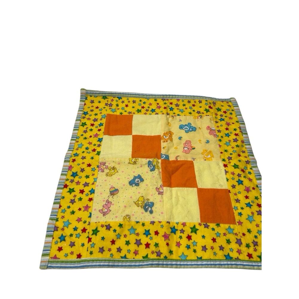 Carebear with Star Stripes‎ flannel blanket lovey 17.5"